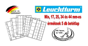Leuchtturm Numis 5 db érmetartó lap Mix, 17, 25, 34, és 44 mm-es érméknek